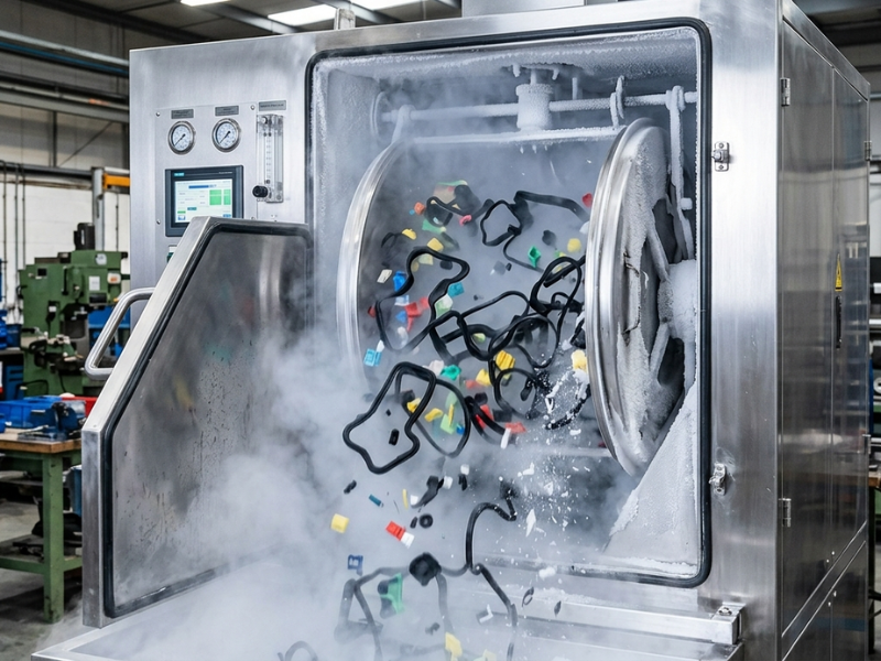 Cryogenic deflashing machine